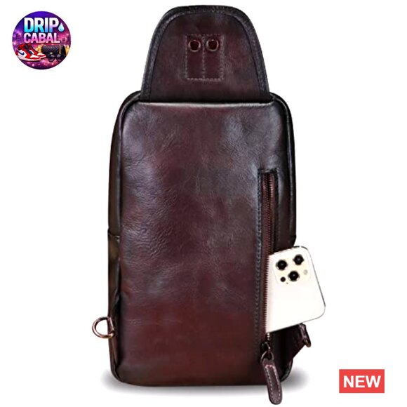 Genuine Leather Crossbody Sling Backpack with Multiple Pockets main image 6